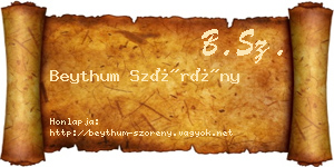 Beythum Szörény névjegykártya